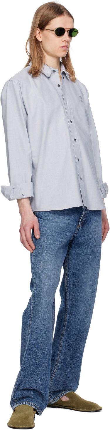 Skjorte AMI Paris Blue Classic Fit Shirt Grå | USH060.CO0031, 3