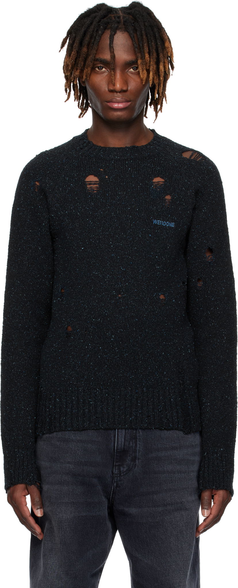 Sweater We11done We11done Distressed Knit Sweater Sort | WD-KT0-25-623-U-NV