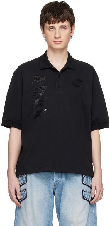 Polo skjorte We11done Logo-Appliquéd Cotton-Jersey Polo Sort | WD-TT1-22-537-U-BK, 0