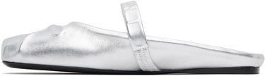 Tøj Marni Marni Leather Little Bow Sabot Slippers Metalisk | SBMS010400 PR695, 2