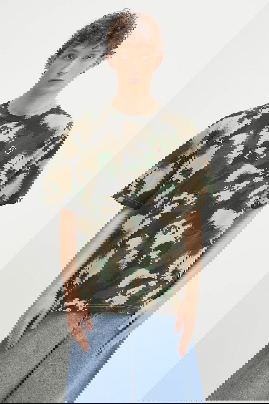T-shirt BAPE A Bathing Ape Map Camo APE Head One Point T-Shirt Grøn | 1L30109001, 0