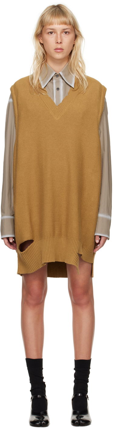 Kjole Maison Margiela MM6 Ripped Minidress Beige | S52DA0029 S18444