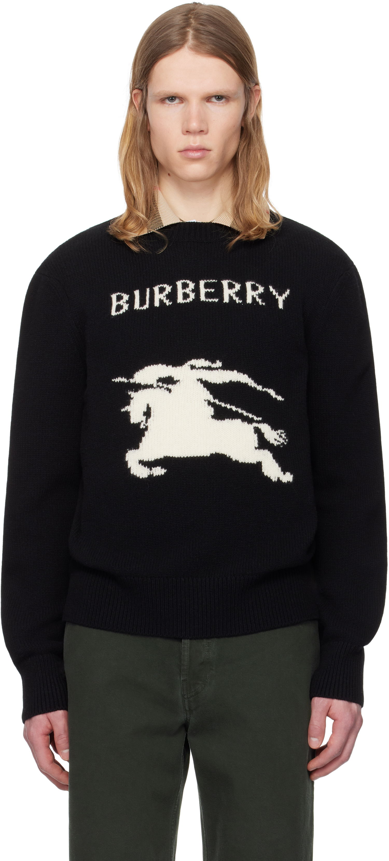 Sweater Burberry Burberry EKD Wool Cashmere Knit Sweater Sort | 8101952, 0