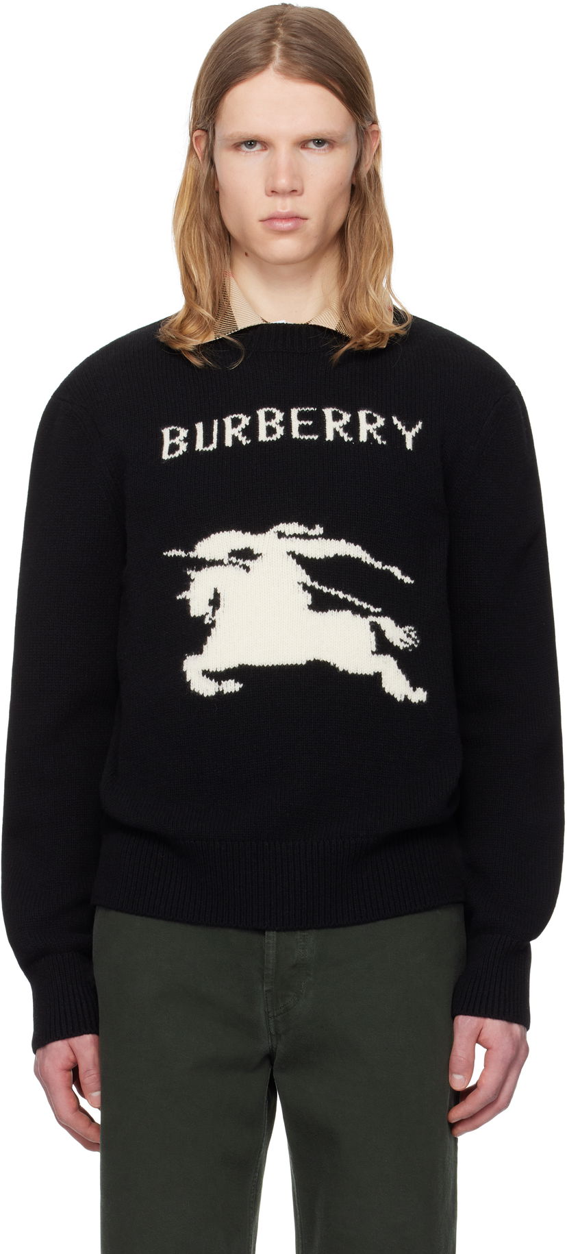 Sweater Burberry Burberry EKD Wool Cashmere Knit Sweater Sort | 8101952