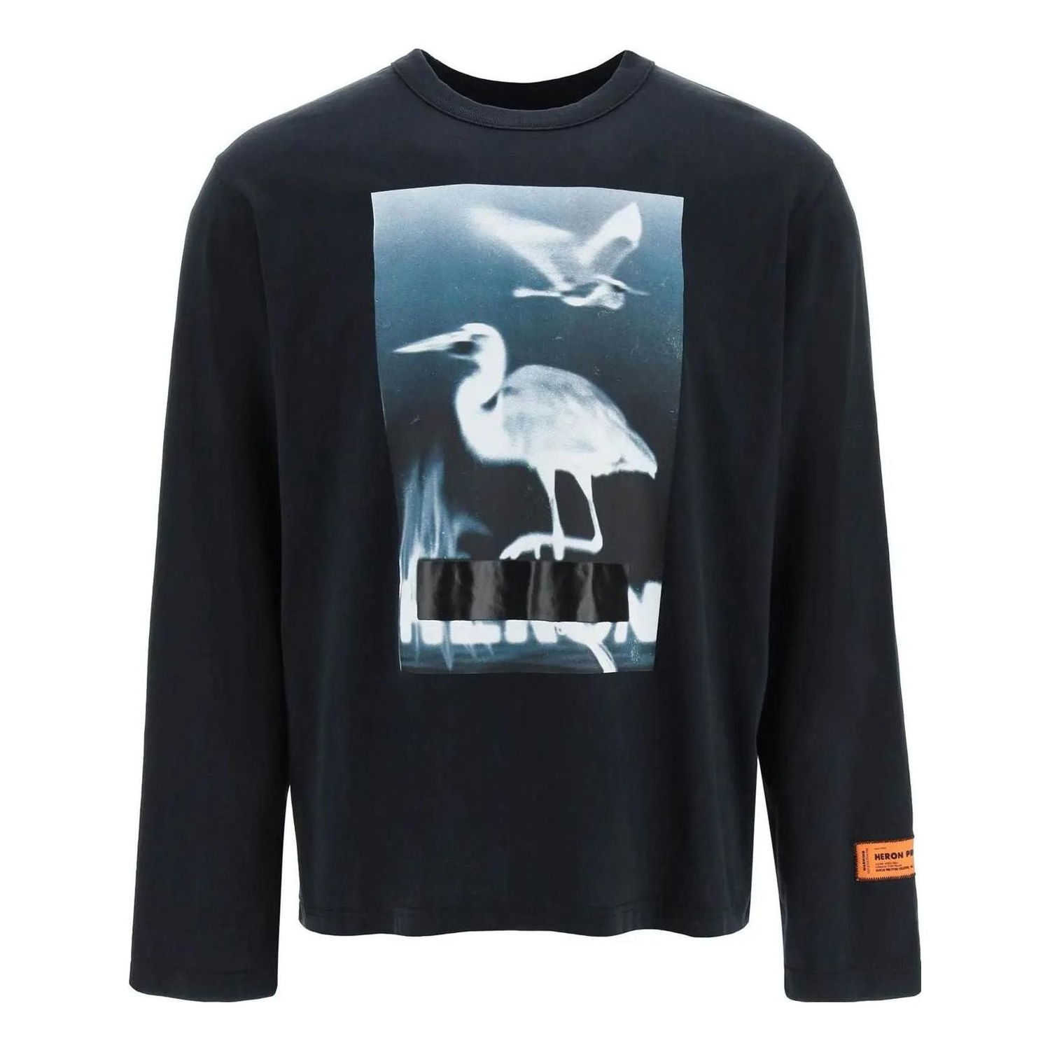 T-shirt HERON PRESTON Heron Preston Censored Heron Graphic Long-Sleeve T-Shirt Sort | HMAB026S23JER0011001, 0
