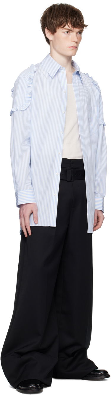 Skjorte Simone Rocha Simone Rocha Ruffle Shoulder Patch Tunic Shirt Blå | 5383 1026, 3