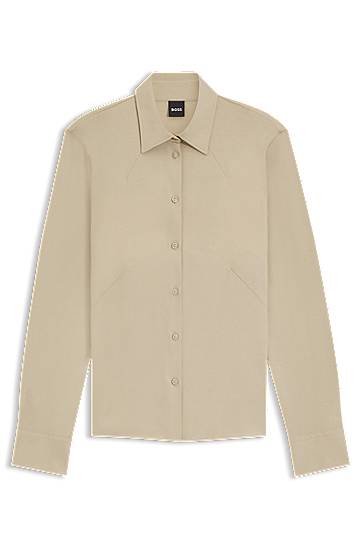 Jersey BOSS Slim Fit Cotton Jersey Blouse Beige | 50543691