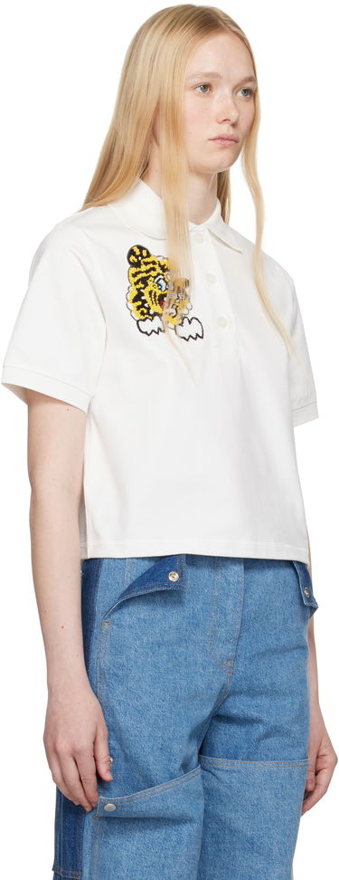 Polo skjorte KENZO Kenzo Paris VERDY Edition Embroidered Cropped Polo Hvid | FF52TS1704SB, 1
