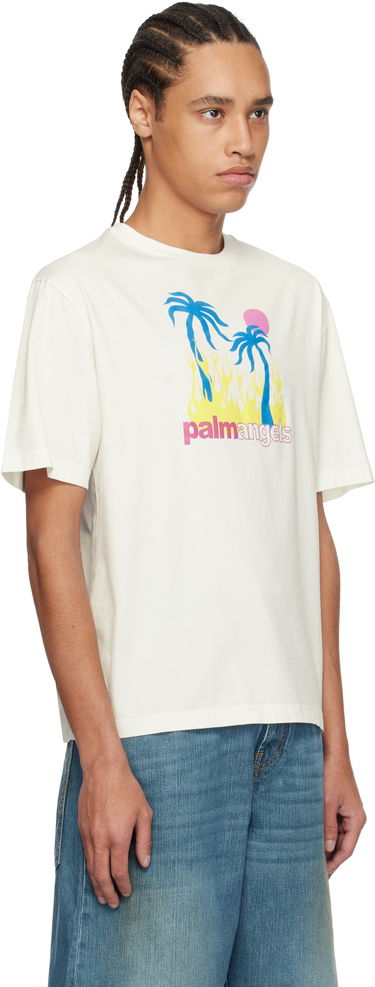 T-shirt Palm Angels Palm Angels Burning Oasi Graphic T-Shirt Hvid | PMAA089S25JER0020384, 1