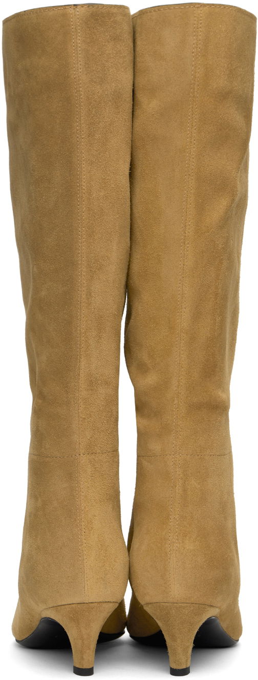 Tøj TOTEME TOTEME Wide Shaft Suede Knee-High Boots Beige | 243-WAS3114-LE0003, 1