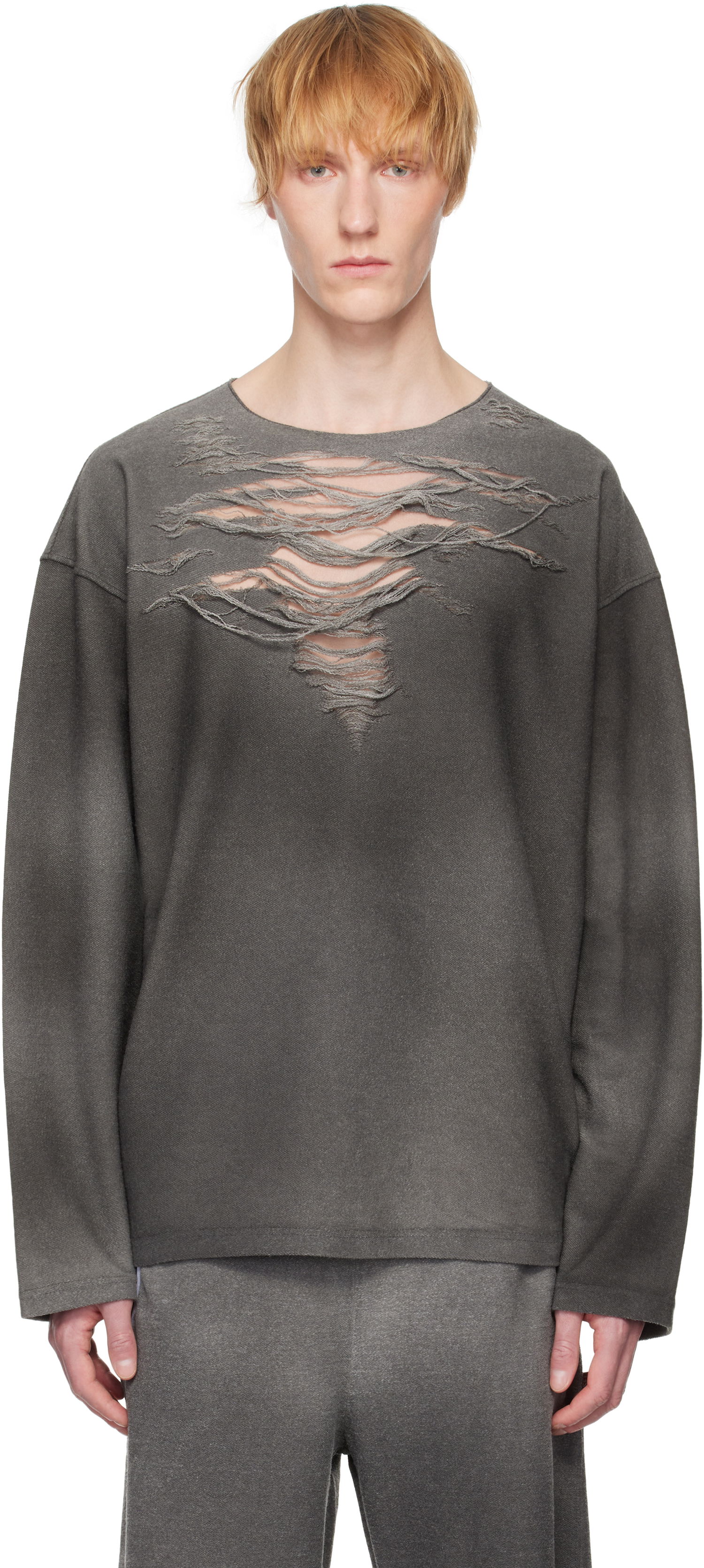 Sweater Diesel Diesel S-Ruben Distressed Sweatshirt Grå | A18216-0PLAI-9AW, 0