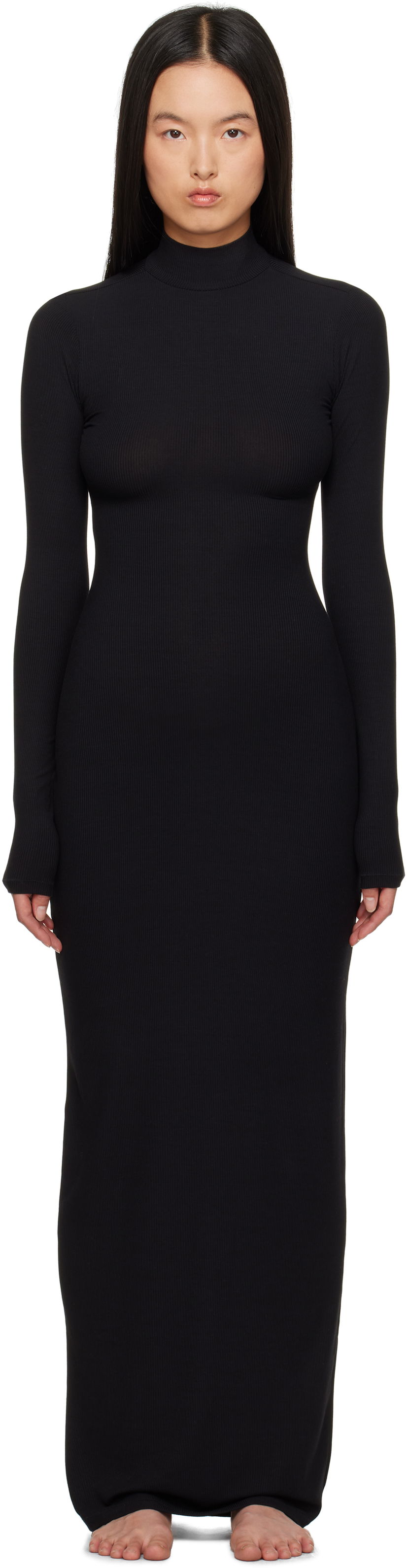 Kjole SKIMS Soft Lounge Turtleneck Maxi Dress Sort | DS-DRS-6331W