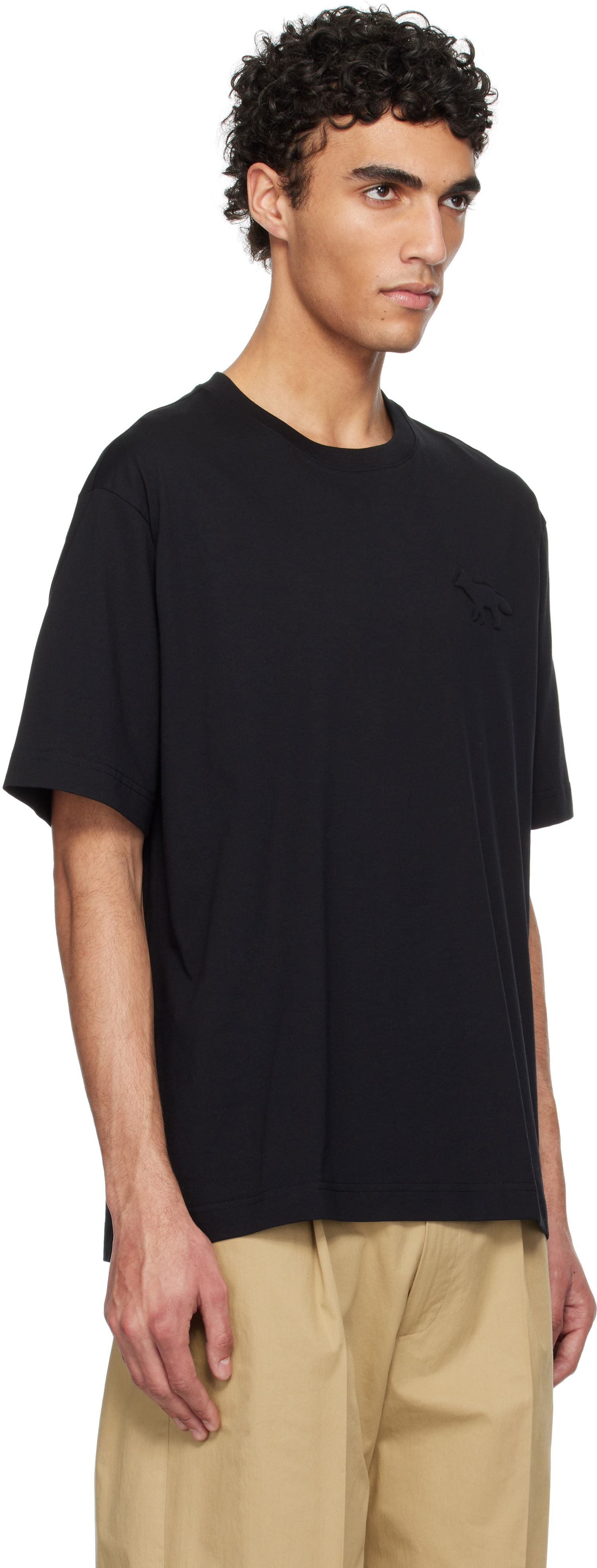 T-shirt MAISON KITSUNÉ Maison Kitsuné Embossed Fox Oversize T-Shirt Sort | OM00116KJ7016, 1