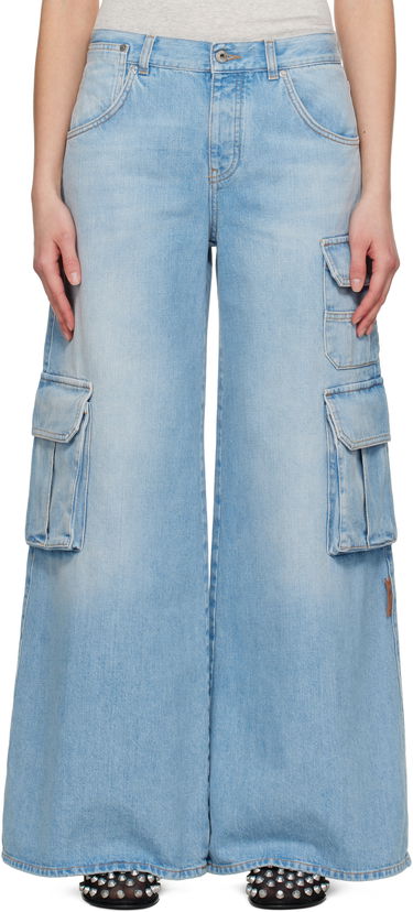 Cargo bukser Off-White Off-White Wide-Leg Cargo Denim Jeans Blå | OWYB019S25DEN0024000, 0