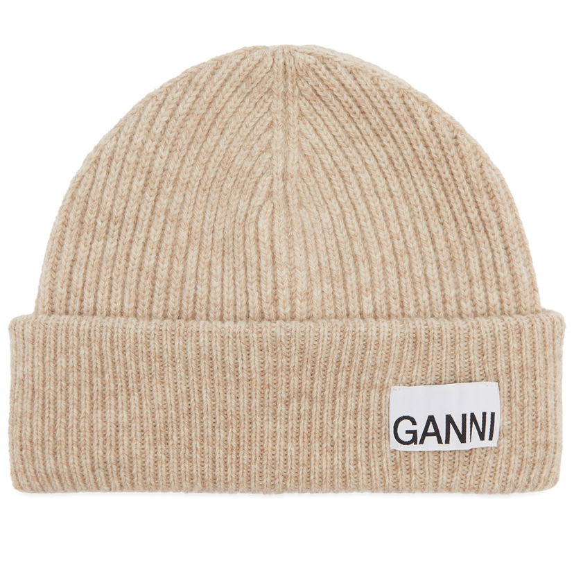 Beanie GANNI Light Structured Rib Knit Beanie Beige | A5369-196