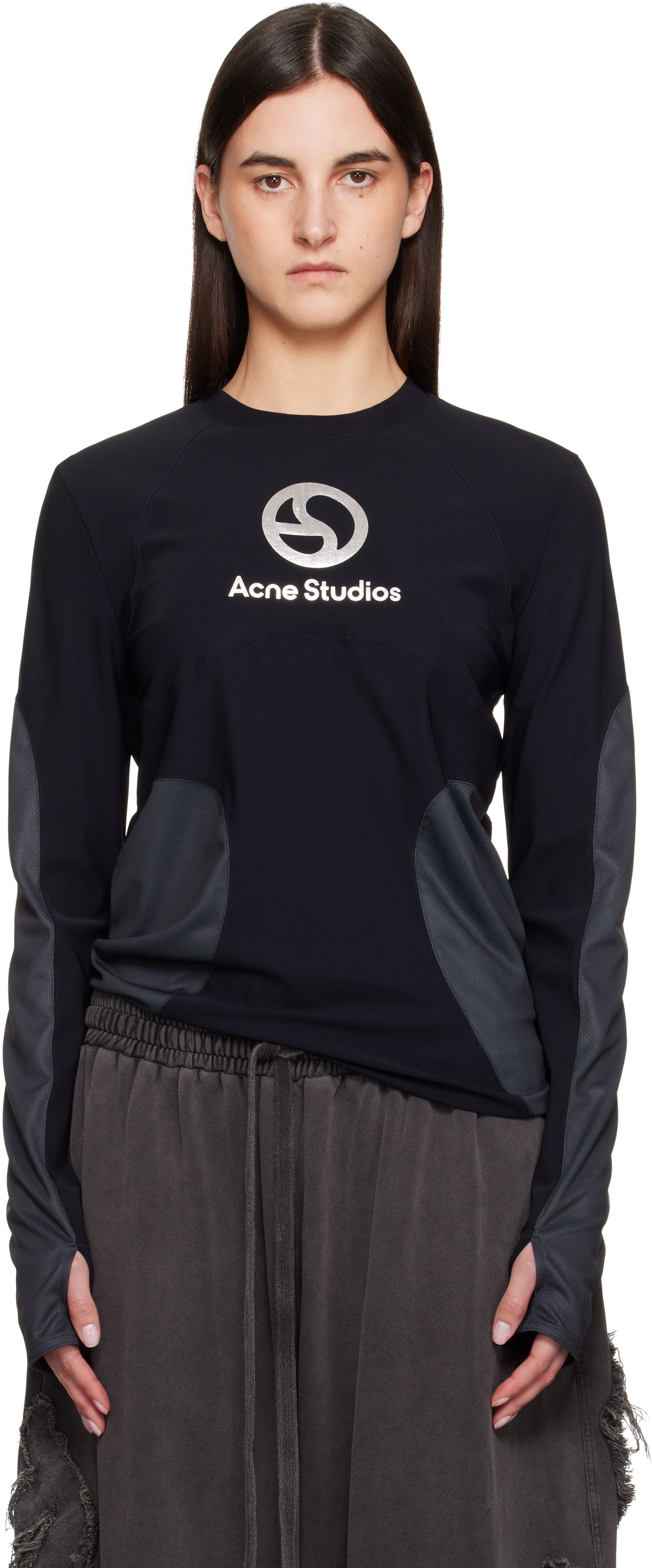 T-shirt Acne Studios Acne Studios Long Sleeve Logo T-shirt Sort | BL0409-, 0