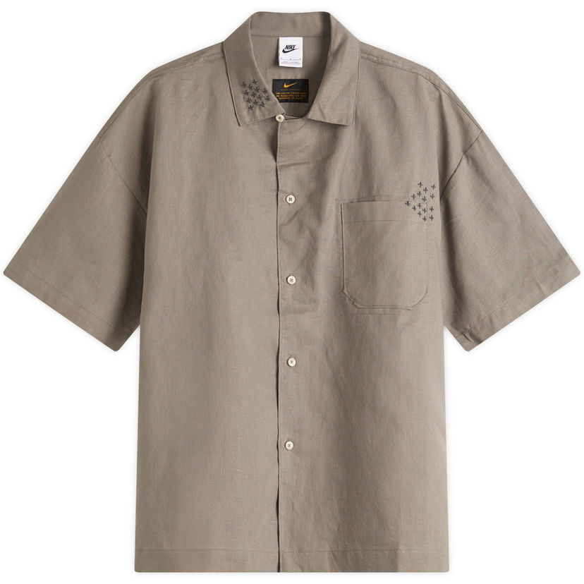 Skjorte Nike Life Sashiko Short Sleeve Shirt, Size Large Grå | HJ2981-289