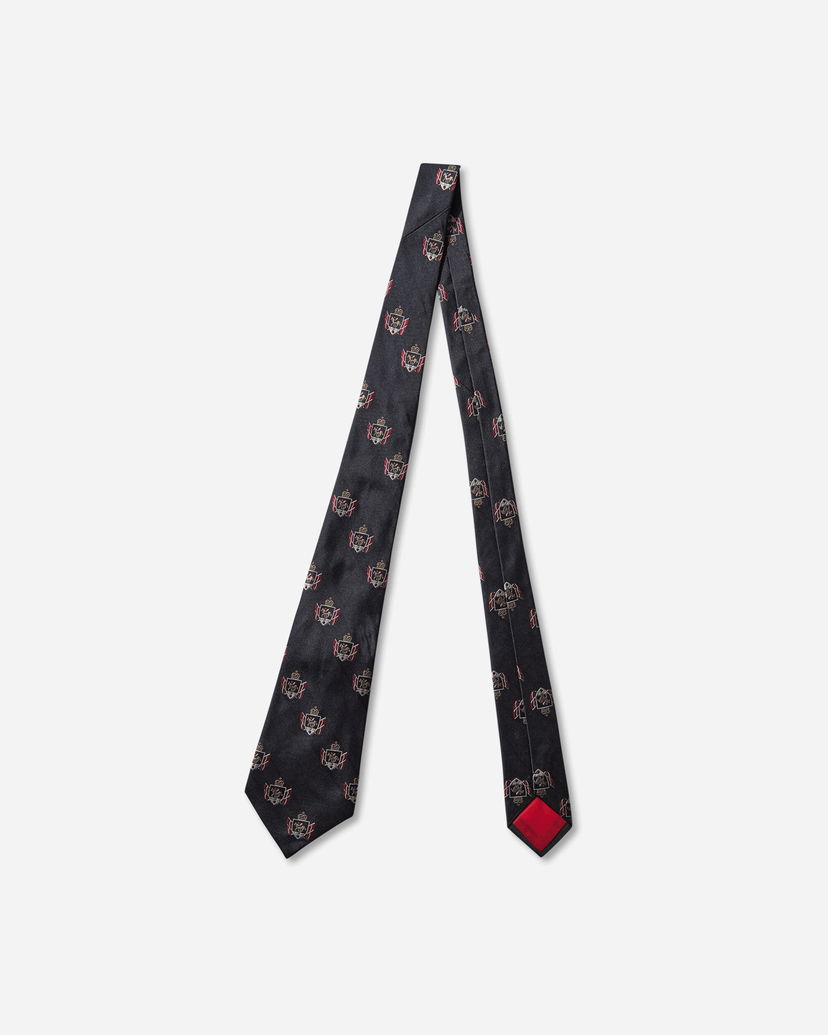 Tilbehør Junya Watanabe Silk Tie with Crest Pattern Sort | WP-K408-W25 1