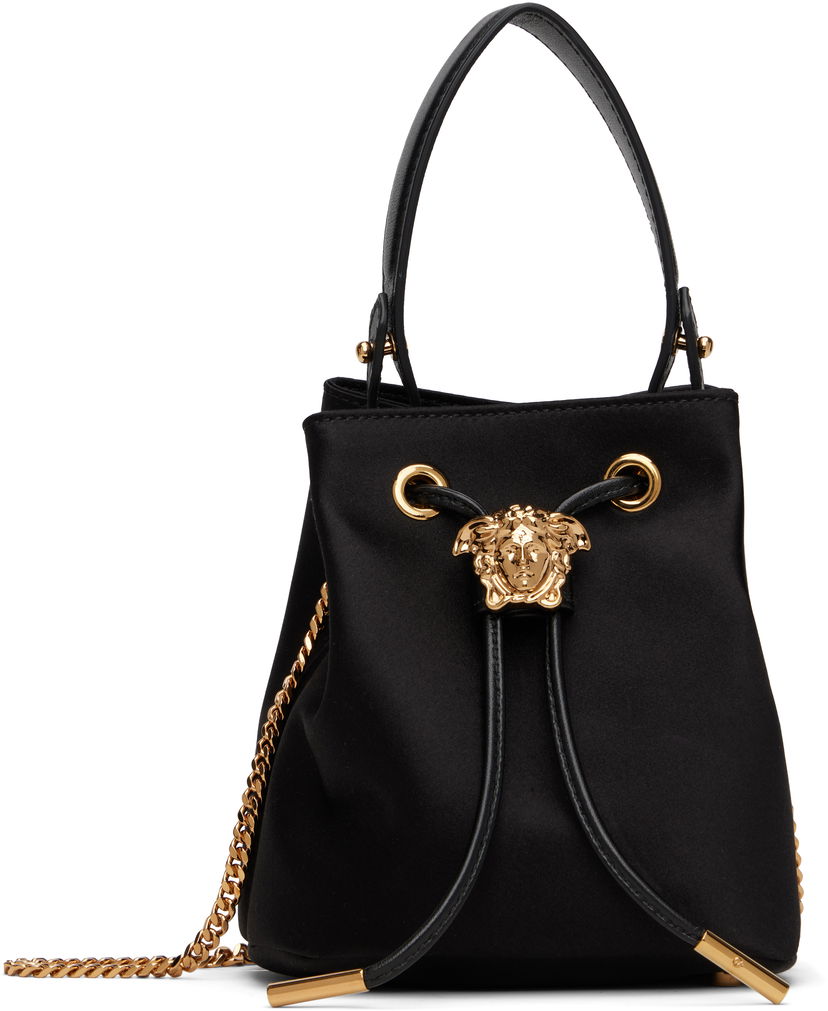 Håndtaske Versace Versace 'La Medusa' Satin Mini Bucket Bag Sort | 1017754_1A11479