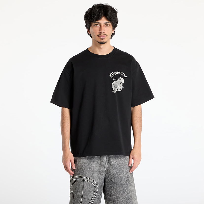 T-shirt Pleasures PLEASURES Chapel Heavyweight T-Shirt Sort | P25SU021 BLACK