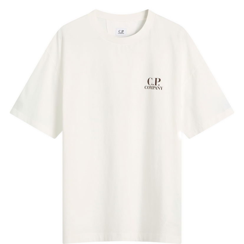 T-shirt C.P. Company Logo Print T-Shirt Hvid | 19CMTS103A-005100W-103