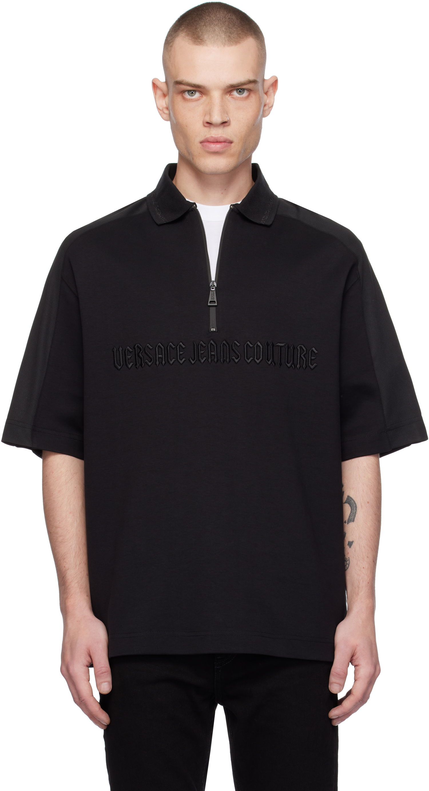 Polo skjorte Versace Goth Logo Polo Sort | E77GAGC01_ECJ03C, 0