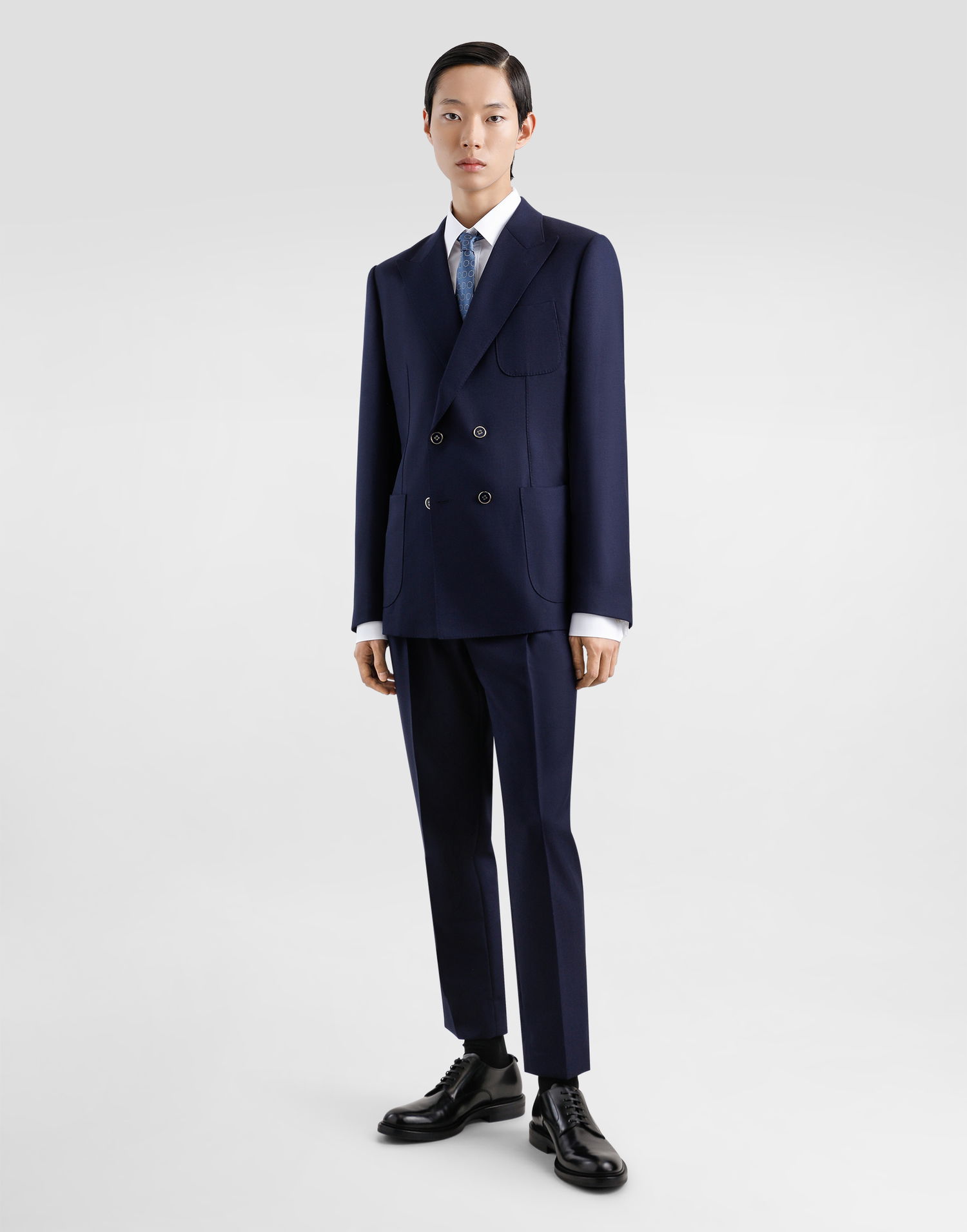 Bukser Dolce & Gabbana Dolce & Gabbana Wool Dress Pants With Double Darts Mørkeblå | GV4EETFM2GUB0665, 1