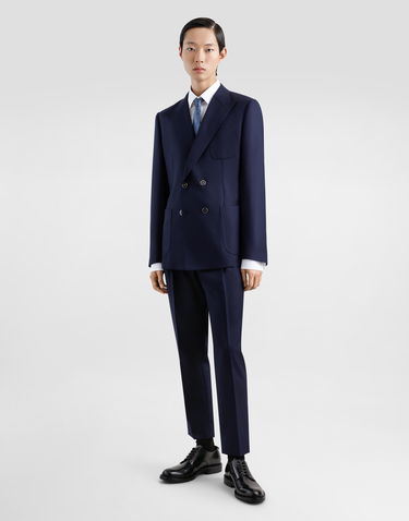 Bukser Dolce & Gabbana Dolce & Gabbana Wool Dress Pants With Double Darts Mørkeblå | GV4EETFM2GUB0665, 1