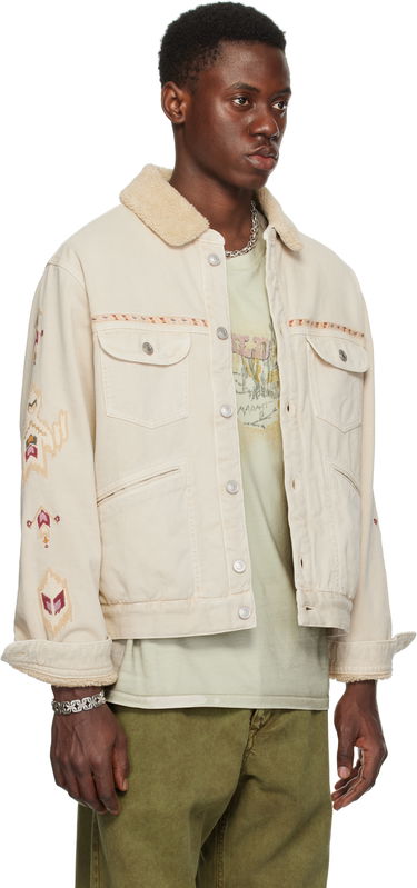 Jakke ISABEL MARANT Isabel Marant Jenson Embroidered Sherpa Denim Jacket Beige | 25PVE0184HA-C1H02H, 1