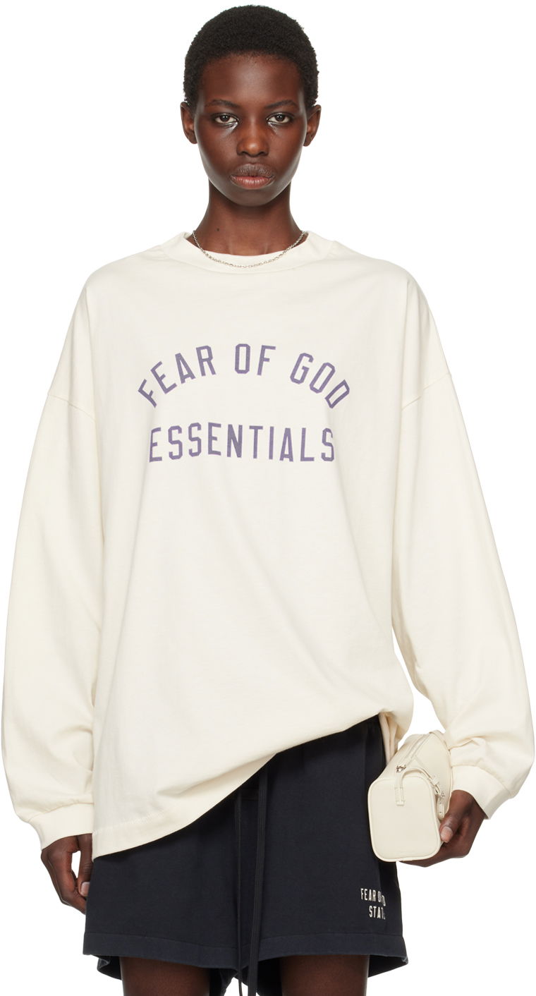 Sweater Fear of God Fear of God Essentials Crewneck Long Sleeve T-Shirt Hvid | 125BT244202F