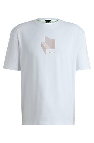 T-shirt BOSS BOSS Relaxed-Fit Interlock Cotton T-Shirt with Gloss Artwork Hvid | 50525231, 0