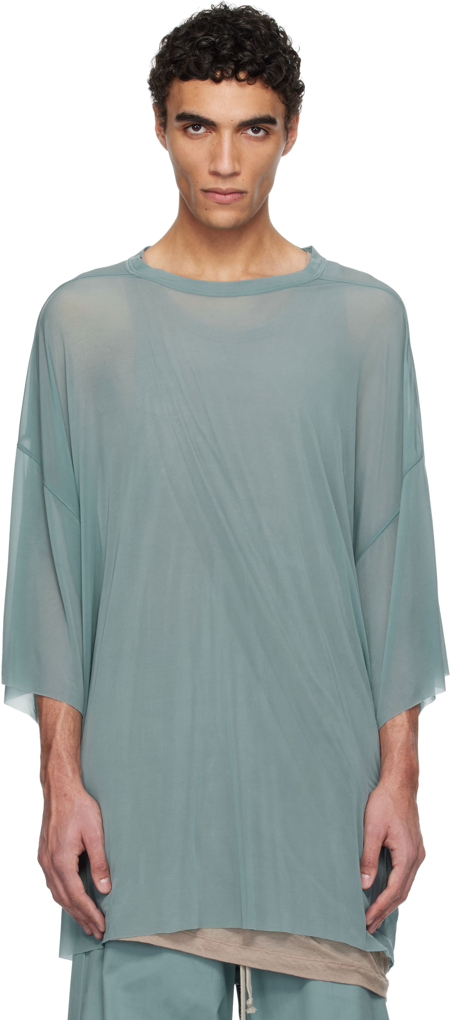 T-shirt Rick Owens Rick Owens Hollywood Tommy Mesh T-Shirt Grøn | RU01E5283 BZ, 0