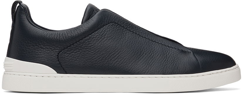 Sneakers og sko ZEGNA Deerskin Triple Stitch Sort | LHCVO-S4667Z-NAV