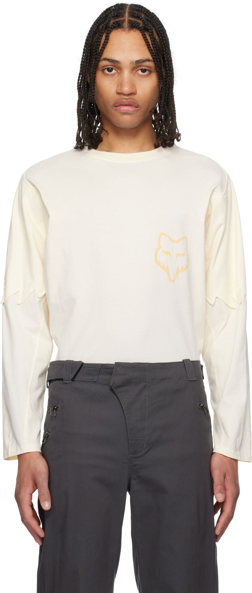 T-shirt KIKO KOSTADINOV Kiko Kostadinov Fox Racing Edition Long Sleeve T-Shirt Beige | 36885-244