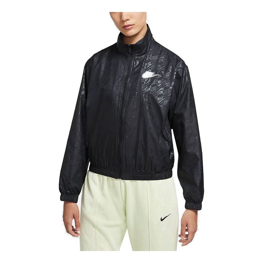Vindjakke Nike Sportswear Full Print Logo Loose Woven Jacket Sort | DD5787-010, 0