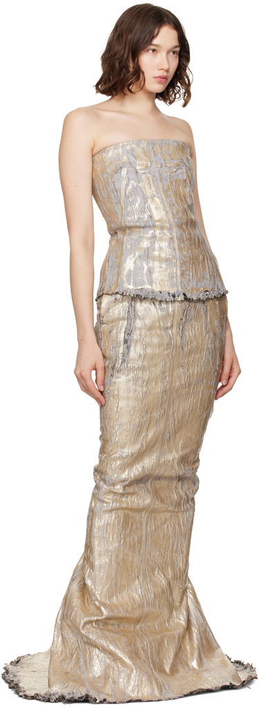 Tanktop Rick Owens Rick Owens Megacrust Stretch Denim Lido Bustier Top Metalisk | RO01E7127 SGMC, 3