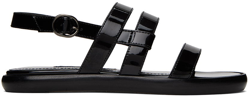 Tilbehør Manolo Blahnik Manolo Blahnik Memaar Patent Leather Sandals Sort | 123-2193