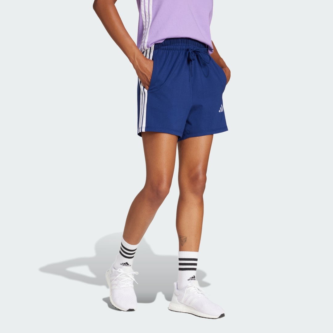 Shorts adidas Performance Cotton Shorts with Side Stripes Blå | JD0913, 1