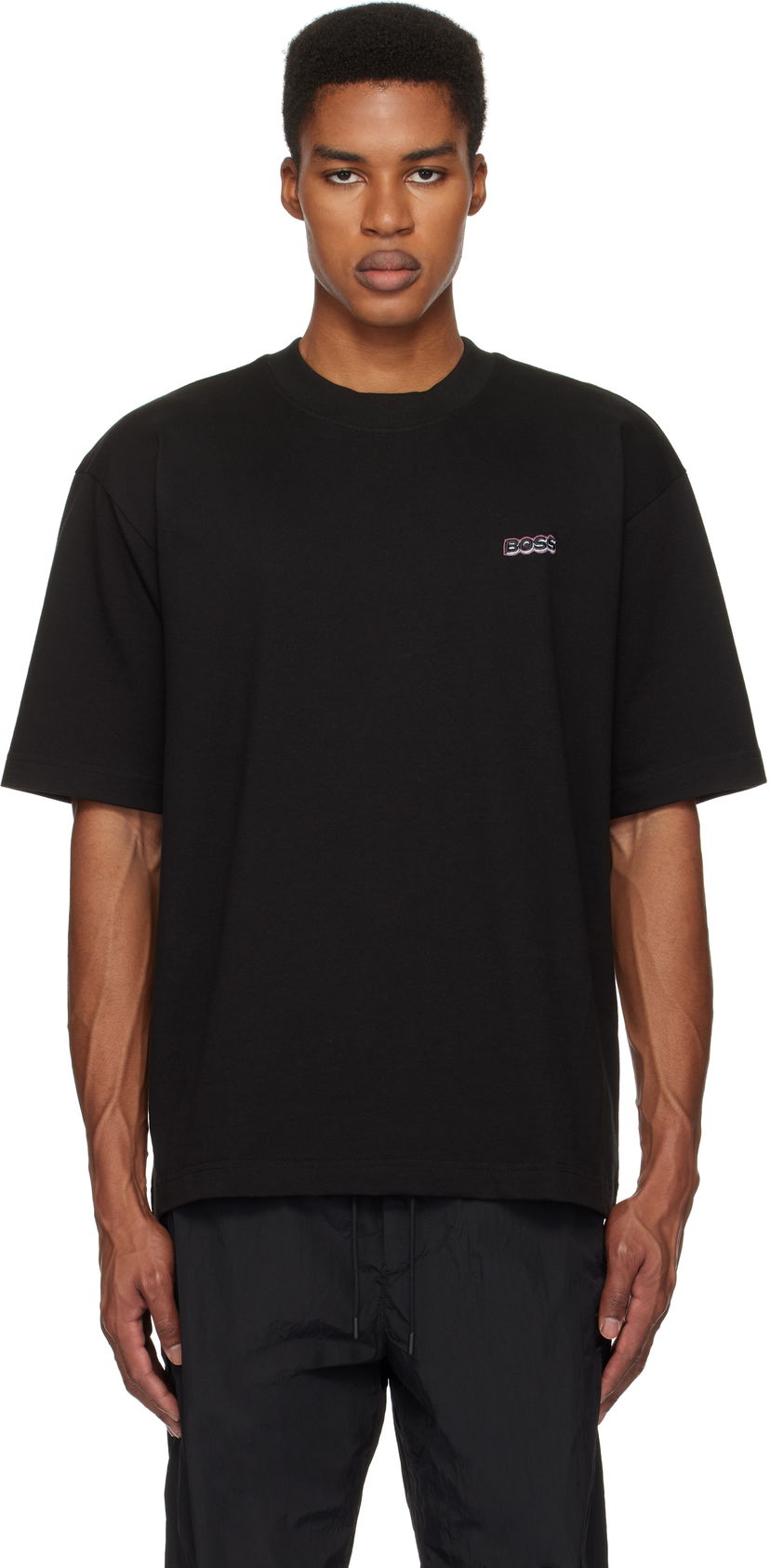 T-shirt BOSS Embroidered Logo T-shirt Sort | 50534225