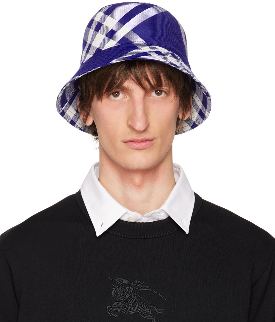 Kasket Burberry Check Bucket Hat Mørkeblå | 8079490, 0