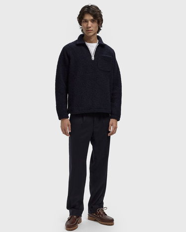 Sweater Edmmond Studios Unconventional Textured Half-Zip Polo with Chest Pocket Mørkeblå | 325-40-25590, 2