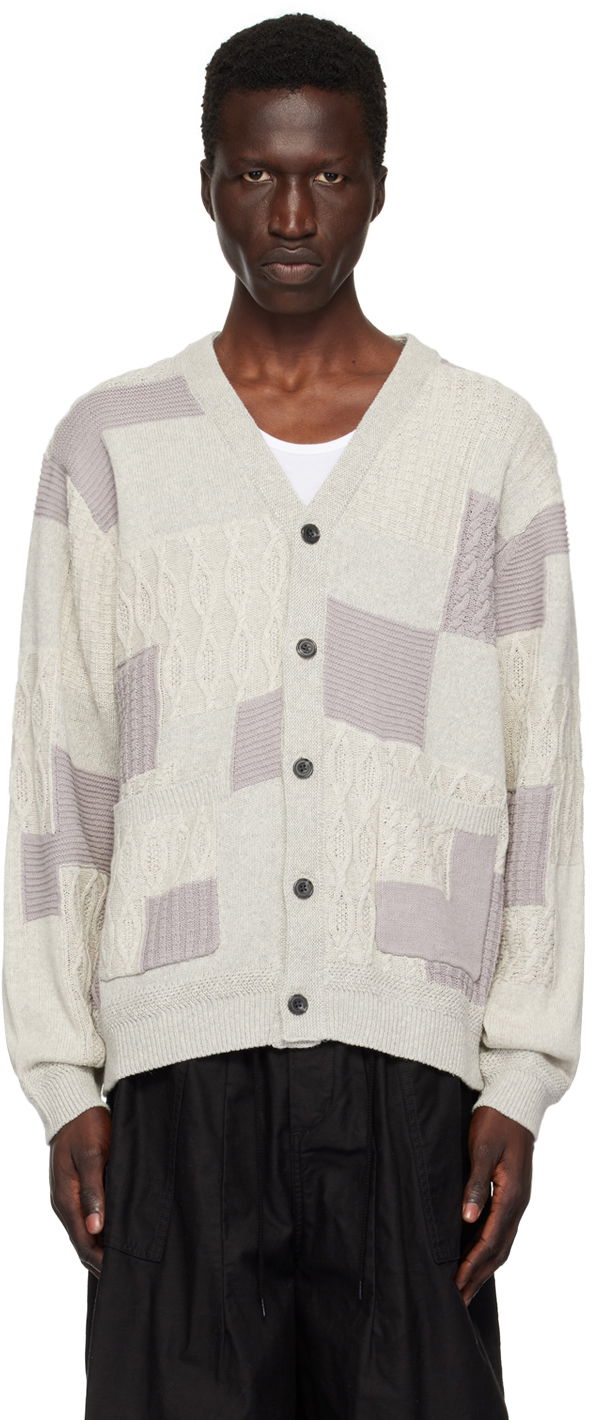 Sweater BEAMS BEAMS PLUS Patchwork Cardigan Grå | 3815-0173-156, 0
