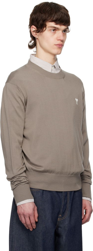 Sweater AMI AMI Paris Ami de Coeur Crew Neck Wool Sweater Brun | HKS121.KN0025, 1