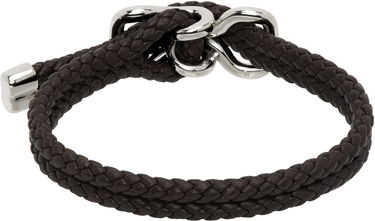 Armbånd Bottega Veneta Bottega Veneta Braided Leather Bracelet with Silver-Tone Clasp Sort | 829387V507C2113, 1