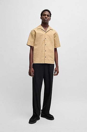 Skjorte BOSS Oversized Seersucker Shirt Beige | 50540137, 1