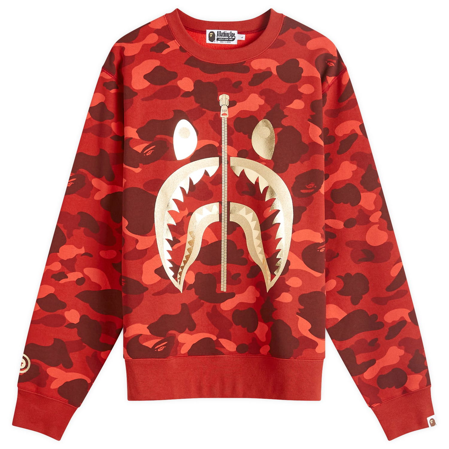 Sweatshirt BAPE A Bathing Ape Colour Camo Shark Crew Sweat Rød | 001SWK301003M-RED, 0
