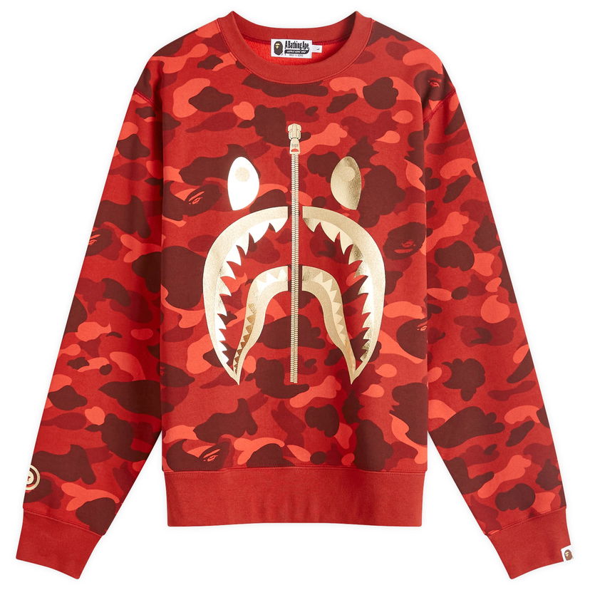 Sweatshirt BAPE A Bathing Ape Colour Camo Shark Crew Sweat Rød | 001SWK301003M-RED