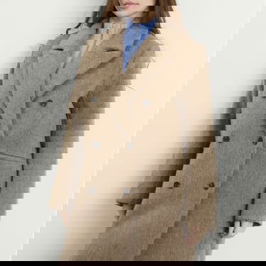 Frakker Samsoe Samsoe Sajilla Hairy Wool Double-breasted Coat Beige | F25400029-CLR002394, 5