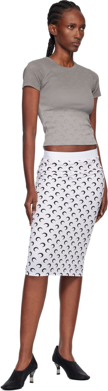 Nederdel Marine Serre Marine Serre Moon Printed Jersey Knee Length Midi Skirt Hvid | WSK123ACJER0001, 3