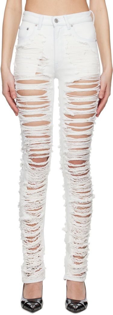 Jeans Maison Margiela MM6 Maison Margiela 5-Pocket Shredded Jeans Hvid | S62LB0185 M30018, 0